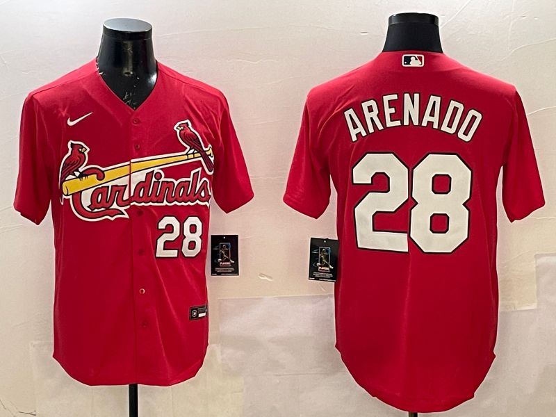 Men St.Louis Cardinals #28 Arenado Red Game 2025 Nike MLB Jersey style 2